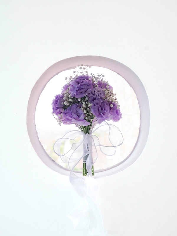 Purple Rose & Babybreath Bouquet