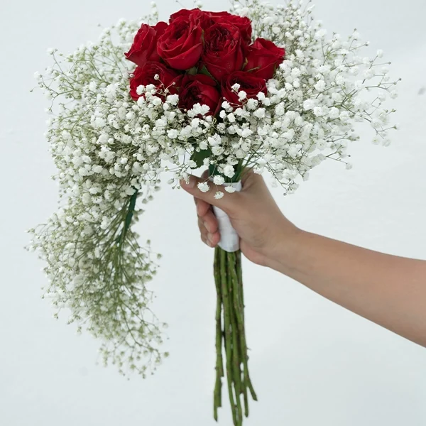 Red Rose & Babybreath Bouquet