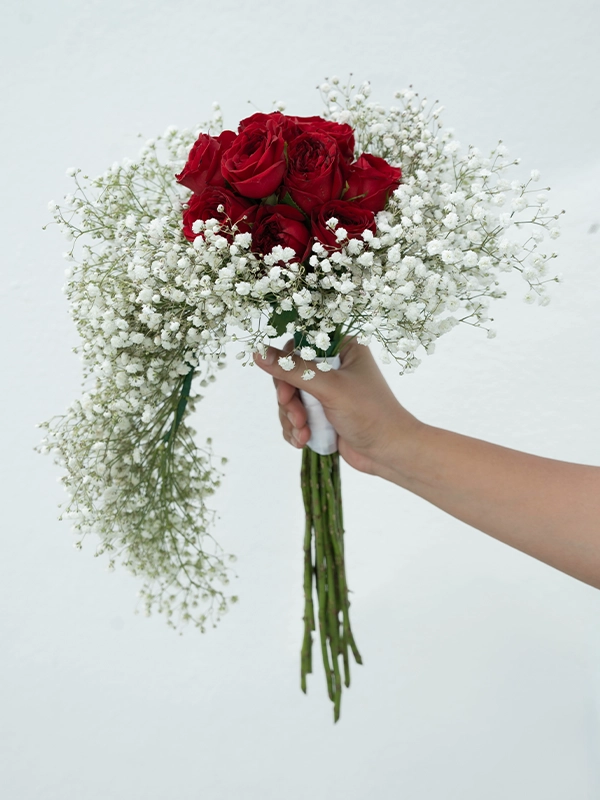 Red Rose & Babybreath Bouquet